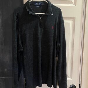 Polo by Ralph Lauren Black Quarter-Zip Pullover with Pink Pony